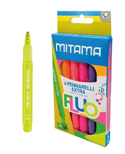 MITAMA - Pennarelli Jumbo Fluo Punta Maxi 6 Pezzi